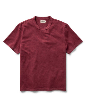 flatlay of The Organic Cotton Shop Tee in Dried Cherry Twist, Knits by Taylor Stitch
