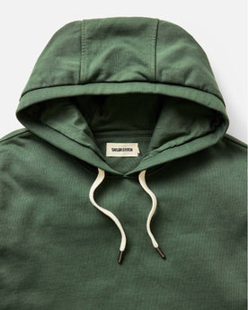 material shot of the hood on The Shop Hoodie in Ivy French Terry, Knits by Taylor Stitch