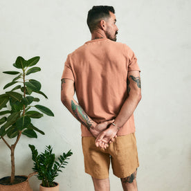 Model showing the back of The Apres Short in Wheat Hemp