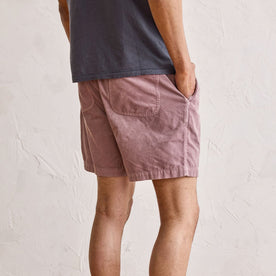 fit model showing the back of The Apres Short in Poppy Seed Micro Cord