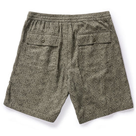 flatlay of The Apres Trail Short in Static Camo Double Cloth, shown from the back