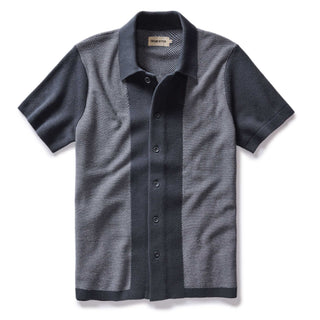 The Button Down Polo in Marine Seed Stitch