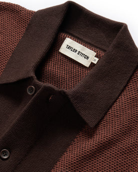 material shot of the collar on The Button Down Polo in Morita Seed Stitch, Knits by Taylor Stitch