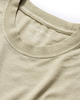 material shot of the collar on The Cotton Hemp Tee in Sage, Knits by Taylor Stitch