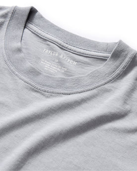 material shot of the collar on The Cotton Hemp Tee in Tradewinds, Knits by Taylor Stitch