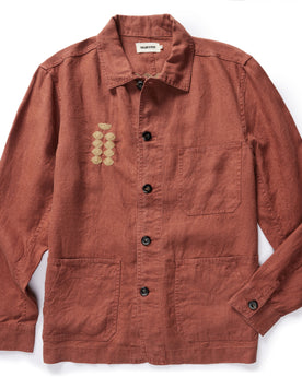 flatlay of The Embroidered Ojai in Dried Guajillo Hemp, Outerwear by Taylor Stitch