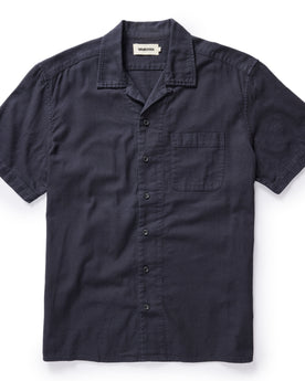 flatlay of The Short Sleeve Hawthorne in Marine, Wovens by Taylor Stitch