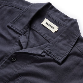 material shot of the camp collar on The Short Sleeve Hawthorne in Marine