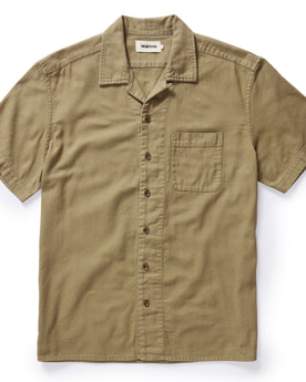 flatlay of The Short Sleeve Hawthorne in Sea Moss, Wovens by Taylor Stitch
