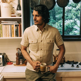 The Short Sleeve Officer Shirt in Dune Double Cloth - featured image