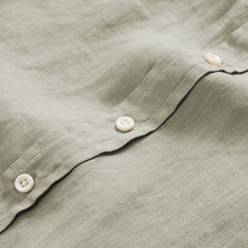 material shot of the buttons on The Jack in Arid Eucalyptus Linen