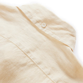 material shot of the back of the collar on The Jack in Horchata Linen