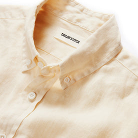 material shot of the collar on The Jack in Horchata Linen