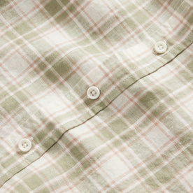 material shot of the buttons on The Jack in Palm Plaid Linen
