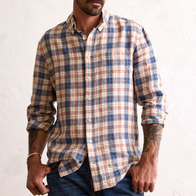 fit model in The Jack in Sunrise Plaid Linen