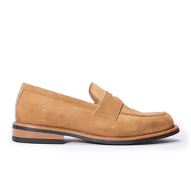 material shot of the side of The Loafer in Tan Suede