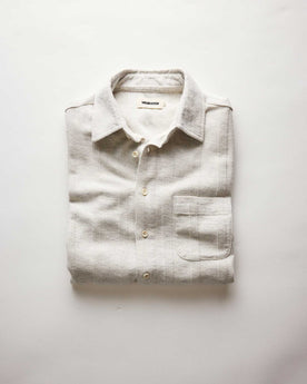 folded flatlay of The Short Sleeve California in Heather Ash Pointelle Stripe, Knits by Taylor Stitch