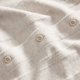 material shot of the buttons on The Short Sleeve California in Heather Ash Pointelle Stripe