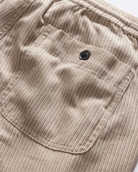 material shot of the back pocket on The Apres Short in Black Coffee Stripe, Bottoms by Taylor Stitch