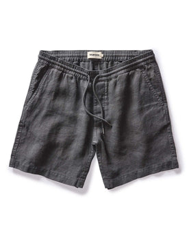 flatlay of The Apres Short in Faded Black Hemp, Bottoms by Taylor Stitch