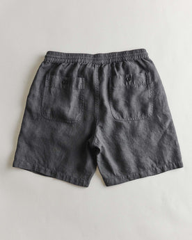 flatlay of the back of The Apres Short in Faded Black Hemp, Bottoms by Taylor Stitch