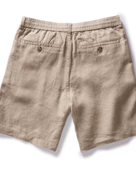 flatlay of the back of The Easy Short in Natural Linen, Bottoms by Taylor Stitch