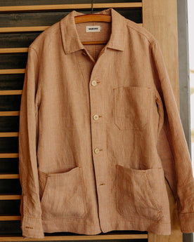 editorial image of The Ojai Jacket in Chili Stripe Linen hanging, Outerwear by Taylor Stitch