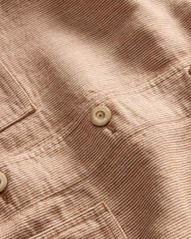 material shot of the buttons on The Ojai Jacket in Chili Stripe Linen, Outerwear by Taylor Stitch
