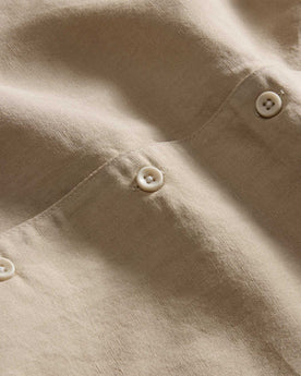 material shot of the buttons on The Palmer Shirt in Cilantro, Wovens by Taylor Stitch