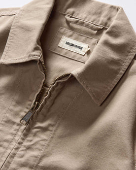 material shot of the collar on The Shifter Jacket in Baked Soil Canvas, Outerwear by Taylor Stitch