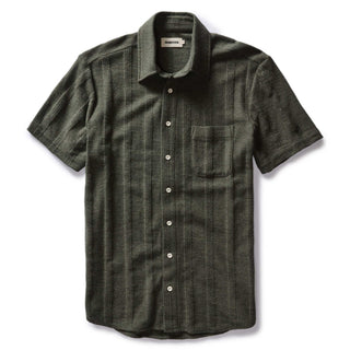 The Short Sleeve California in Heather Olive Pointelle Stripe