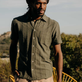 The Short Sleeve California in Heather Olive Pointelle Stripe - featured image