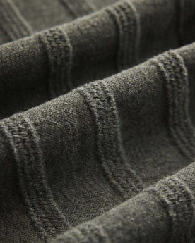 material shot of the buttons on The Short Sleeve California in Heather Olive Pointelle Stripe, Knits by Taylor Stitch