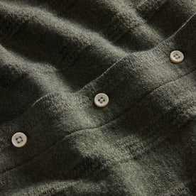 material shot of the buttons on The Short Sleeve California in Heather Olive Pointelle Stripe