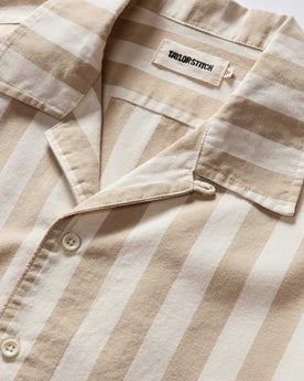 material shot of the collar on The Short Sleeve Davis Shirt in Sandbar Stripe, Wovens by Taylor Stitch