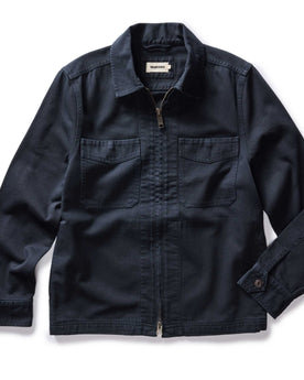flatlay of The Station Jacket in Dark Navy Broken Twill, Outerwear by Taylor Stitch