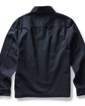 flatlay of the back of The Station Jacket in Dark Navy Broken Twill, Outerwear by Taylor Stitch