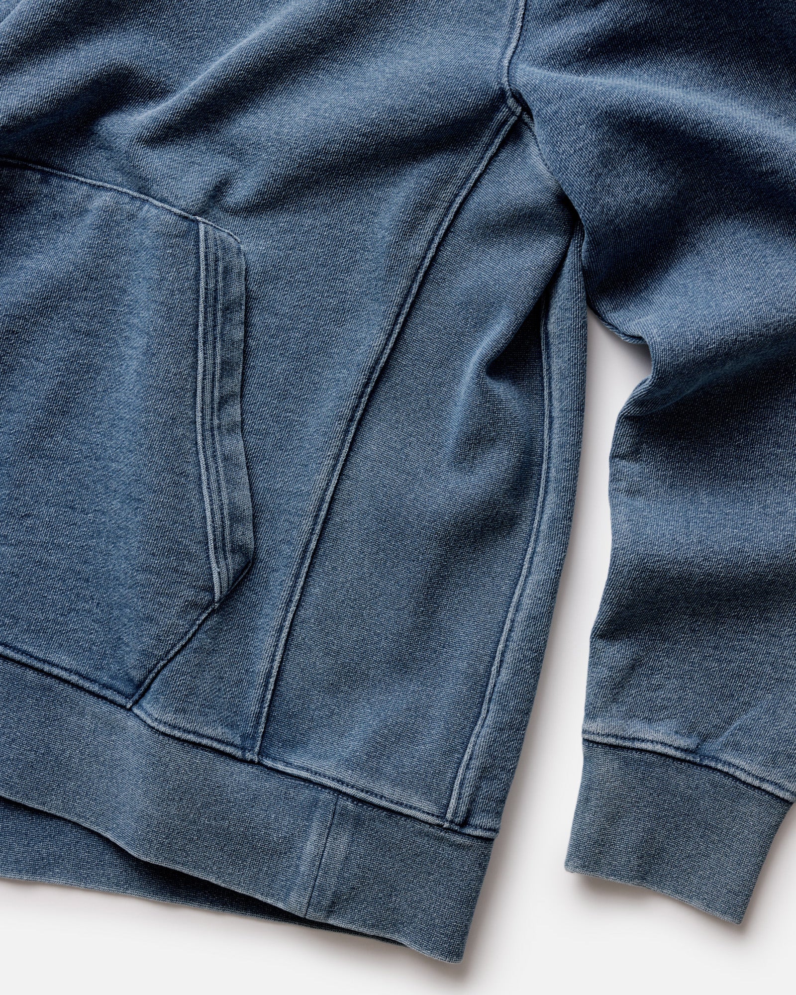 material shot of the cuffs on The Apres Hoodie in Washed Indigo Terry, Knits by Taylor Stitch