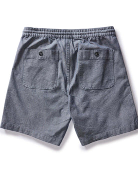 flatlay of the back of The Apres Short in Indigo Chambray, Bottoms by Taylor Stitch
