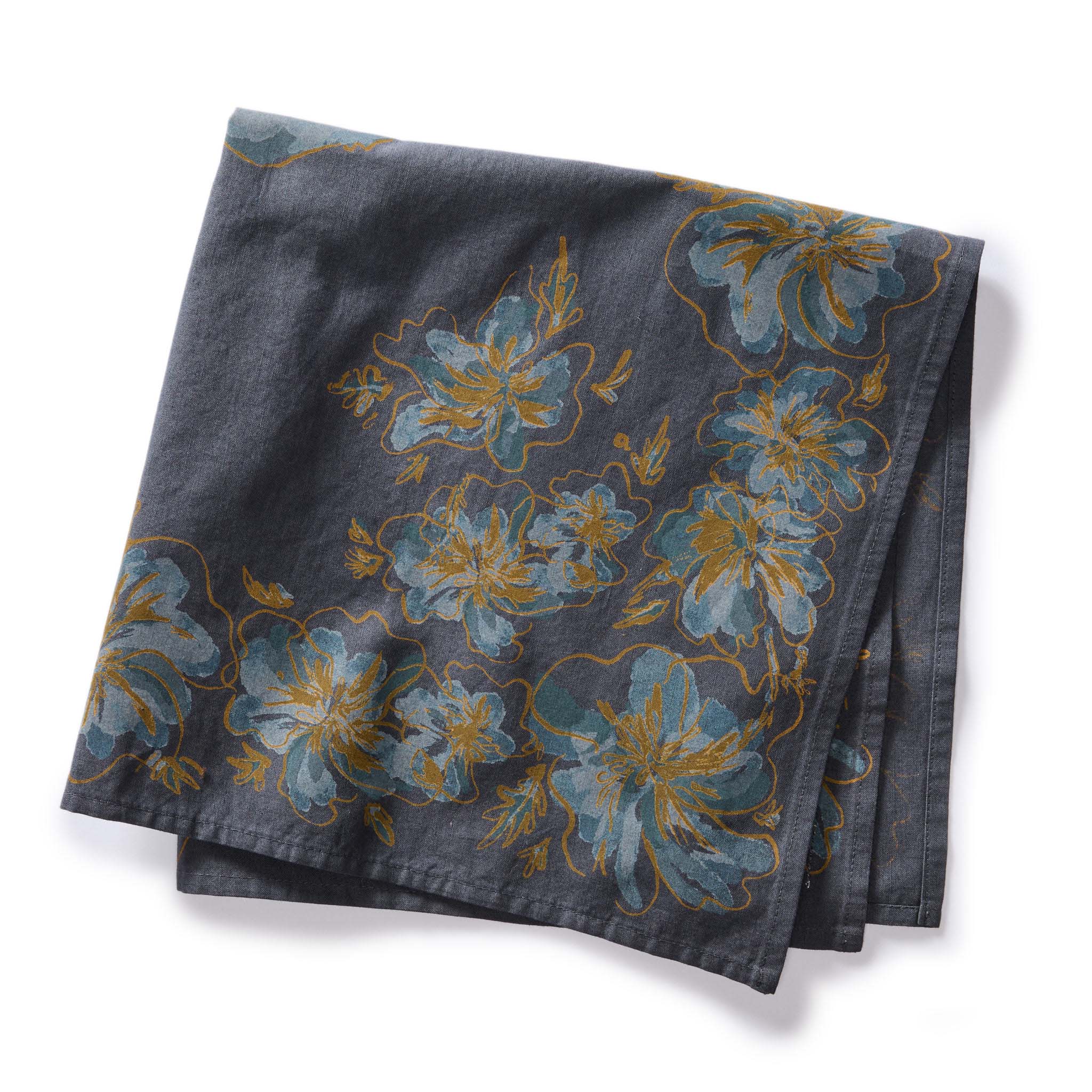 editorial image of The Bandana in Dark Blue Floral folded, Accessories by Taylor Stitch