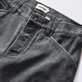 material shot of the waistband on The Camp Pant in Coal Chipped Canvas