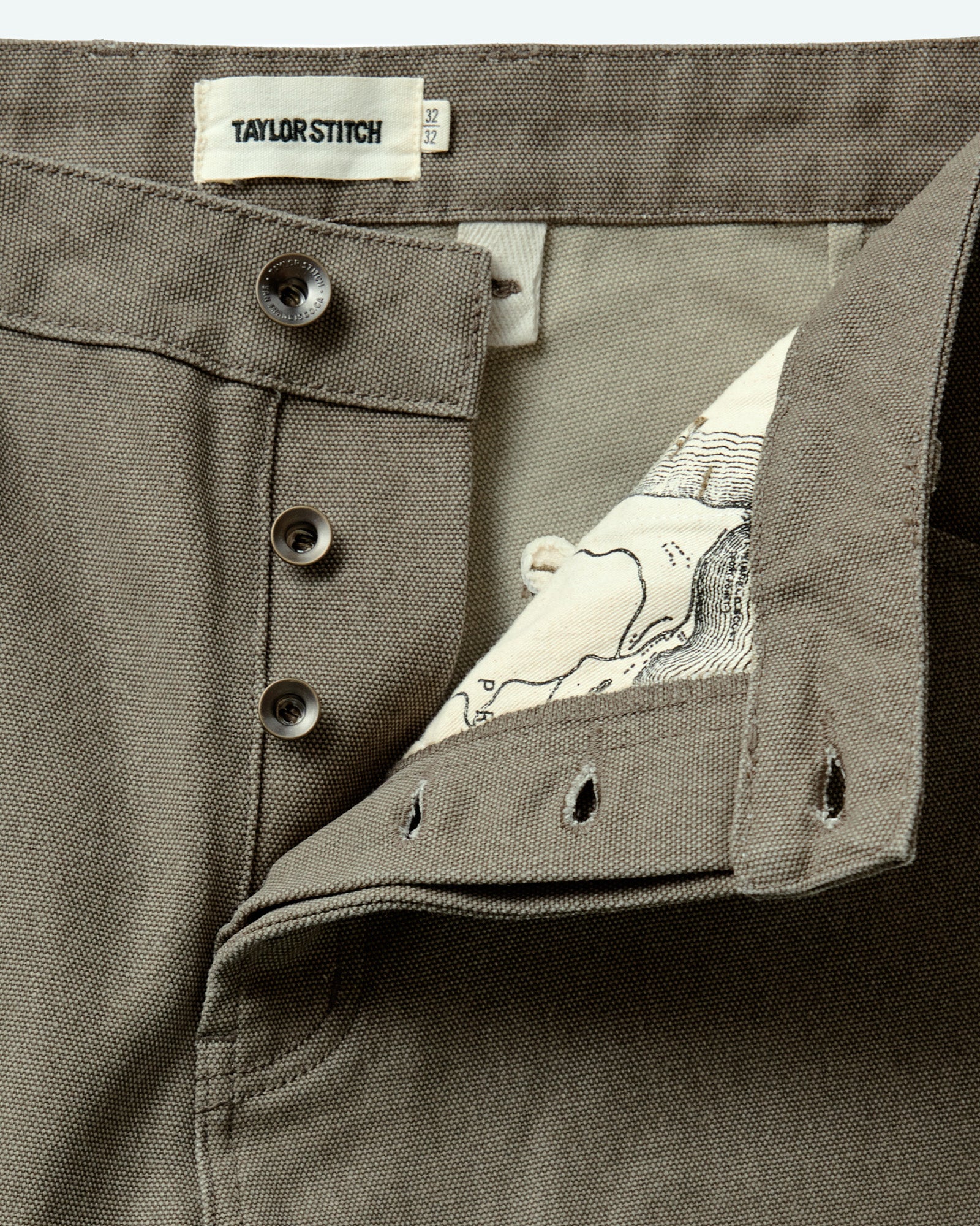 fit model showing off the cuffs on The Camp Pant in Stone Chipped Canvas, Bottoms by Taylor Stitch