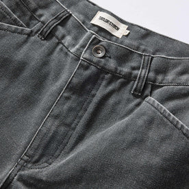 material shot of the waistband on The Camp Short in Coal Chipped Canvas