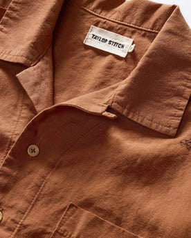 material shot of the collar on The Conrad Shirt in Adobe Embroidery, Wovens by Taylor Stitch
