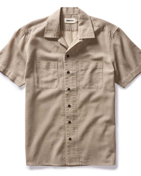 flatlay of The Conrad Shirt in Black Coffee Stripe, Wovens by Taylor Stitch