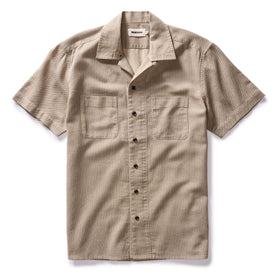 flatlay of The Conrad Shirt in Black Coffee Stripe