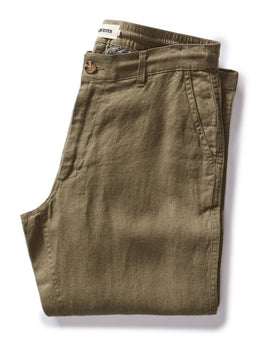 folded flatlay of The Easy Pant in Olive Linen, Bottoms by Taylor Stitch