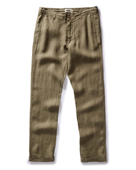 flatlay of The Easy Pant in Olive Linen, Bottoms by Taylor Stitch