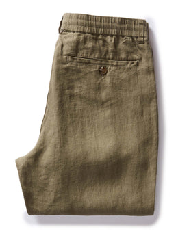folded flatlay of the back of The Easy Pant in Olive Linen, Bottoms by Taylor Stitch