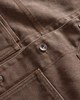 material shot of the buttons on The Fremont Jacket in Aged Penny Chipped Canvas, Outerwear by Taylor Stitch
